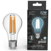Лампа Gauss Filament А70 22W 2100lm 4100К Е27 LED 1/10/40