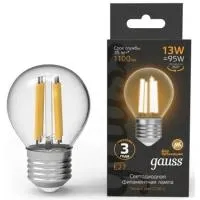 Лампа Gauss Filament Шар 13W 1100lm 2700К Е27 LED 1/10/50