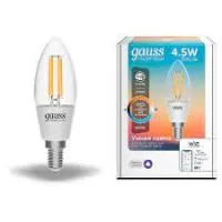 Лампа Gauss Smart Home Filament С35 4,5W 495lm 2000-6500К E14 изм.цвет.темп.+дим. LED 1/10/40