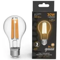 Лампа Gauss Filament А70 30W 3000lm 2700К Е27 LED 1/10/40
