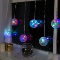 БАХРОМА, Ш:2.7 м, В:0.30 м, "Шар и звезда", 8 фигур, Н.С., LED-40-220V, МУЛЬТИ