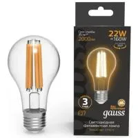Лампа Gauss Filament А70 22W 2000lm 2700К Е27 LED 1/10/40