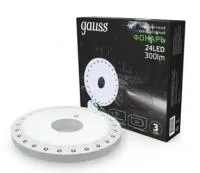 Фонарь кемпинговый Gauss модель GFL003 24LED 300lm 3xAA белый магнит и карабин LED 1/12/72