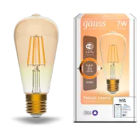 Лампа Gauss Smart Home Filament ST64 7W 740lm 2500К E27 диммируемая LED 1/10/40