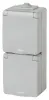 Розетка 2х2P+E верт. IP65, 16A-250В, ОУ, серый (5/50/800)