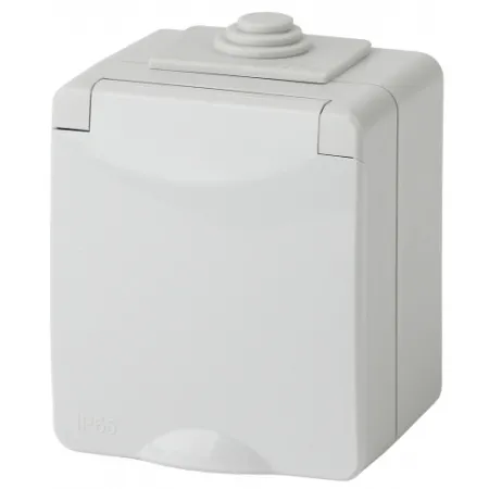 Розетка 2P+E IP65, 16A-250В, ОУ 11-2601-03 серый ЭРА